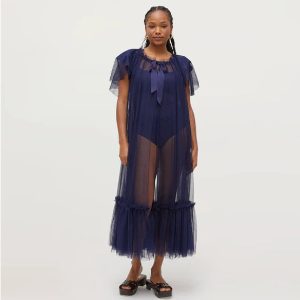 NWT Hill House Home The tulle Coco Duster in Navy